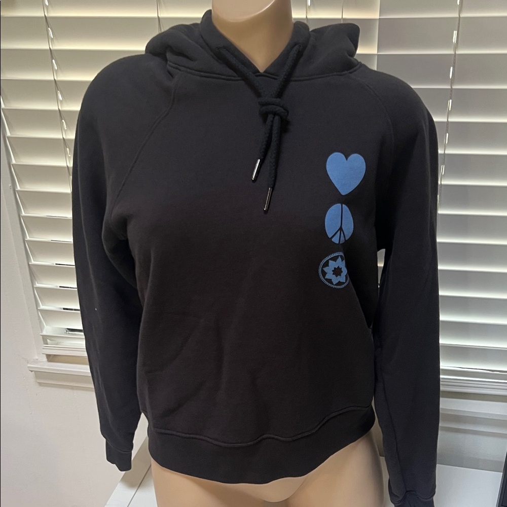 Spiritual Gangster Love Heart Harper Crop Hoodie Women's Size S in Black NWT!